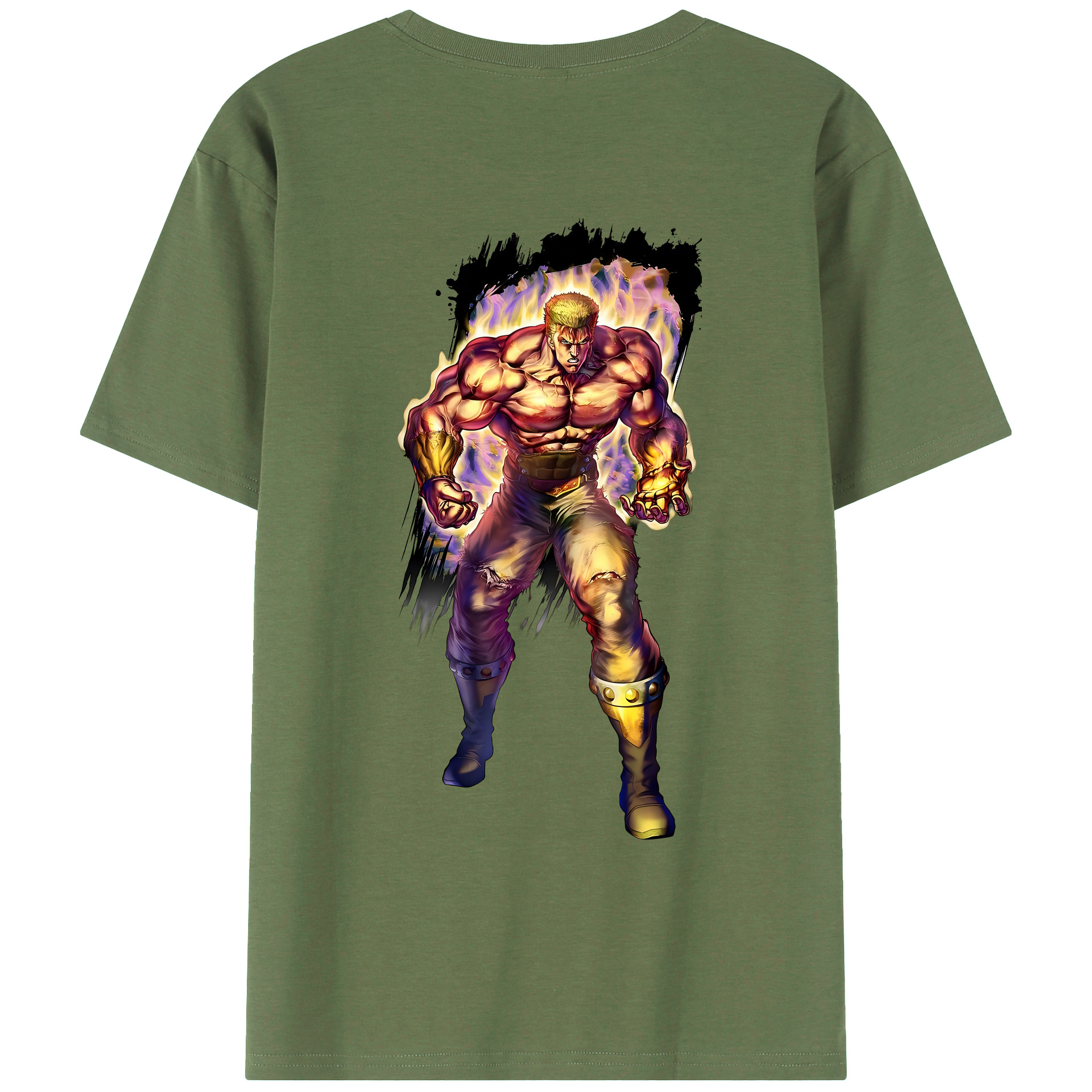 （画像用） 北斗の拳 Fist of the North Star 綿100％ メンズ半袖Tシャツ（バックプリント） 通気性